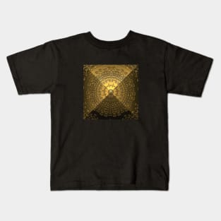 Sacred Geometry 3D Gold Titanium Pyramid Architecture Kids T-Shirt